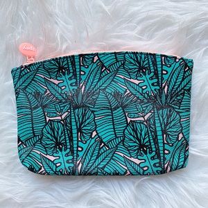 NEW teal/pink tropical print makeup bag